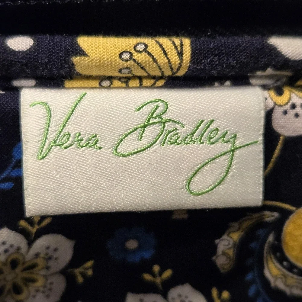 Vera Bradley Laptop Sleeve Elephant Parade Navy Yellow Quilted Zip Padded Case